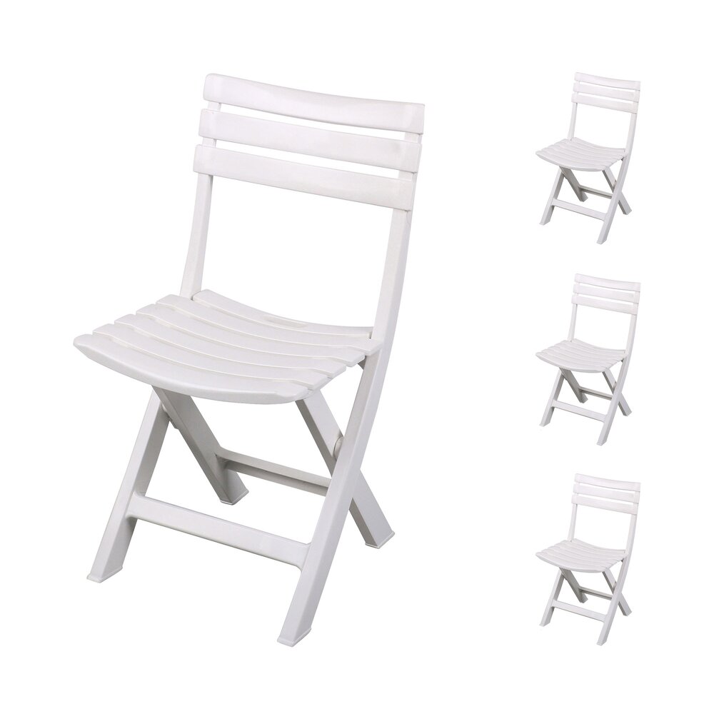Chaise de jardin - Lot de 4 chaises de jardin pliables 41,5x40x79 cm en plastique blanc photo 1