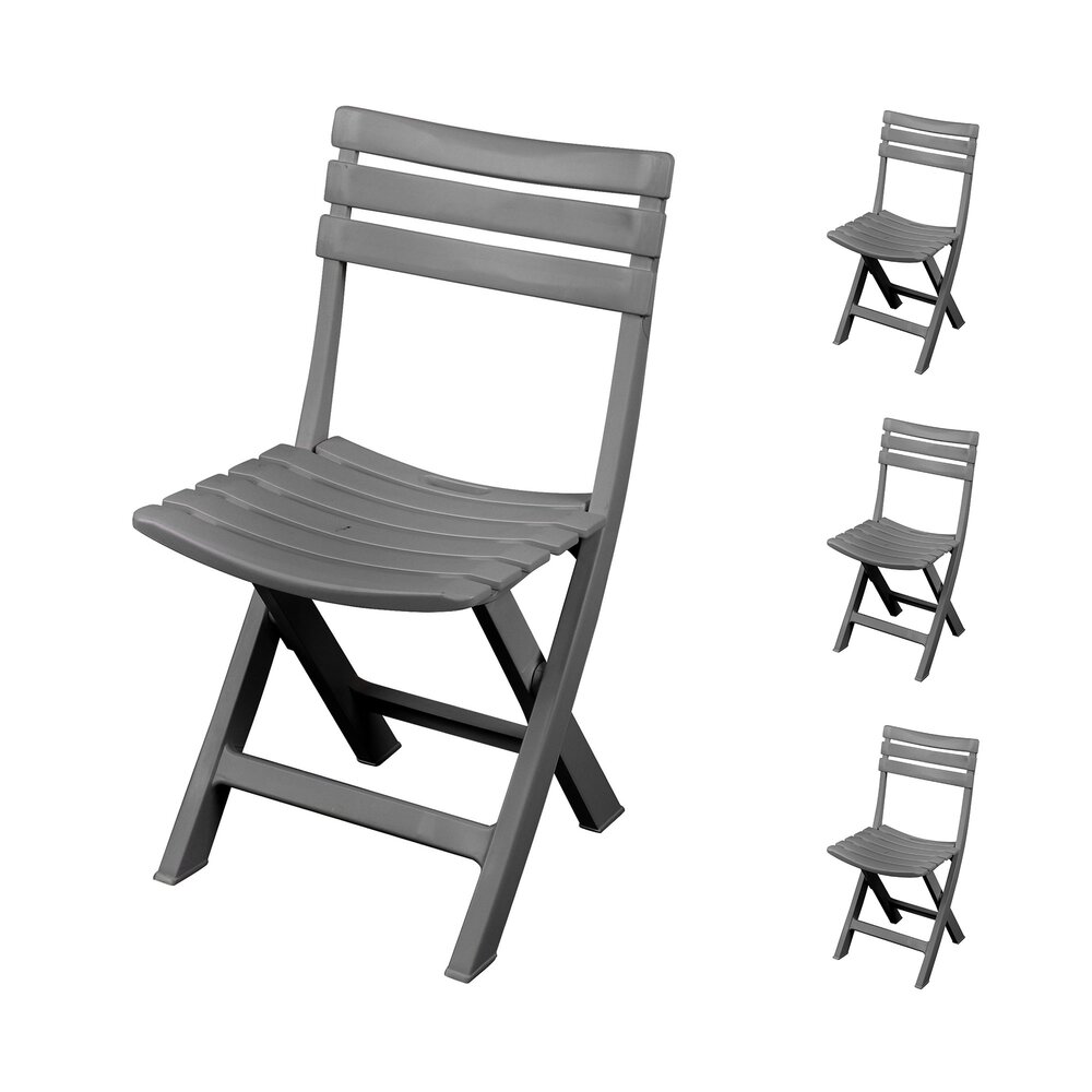 Lot de 4 chaises de jardin pliables 41,5x40x79 cm en plastique gris photo 1