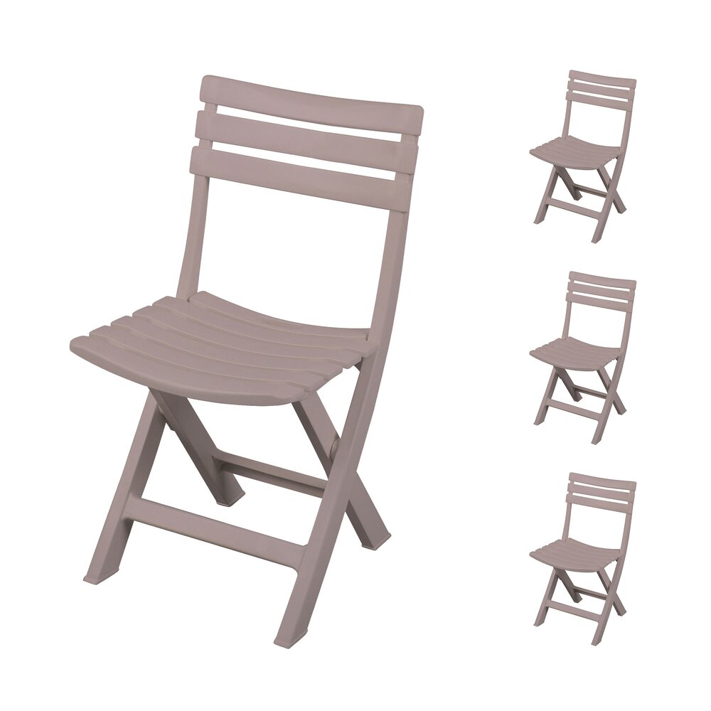 Lot de 4 chaises de jardin pliables 41,5x40x79 cm en plastique taupe photo 1