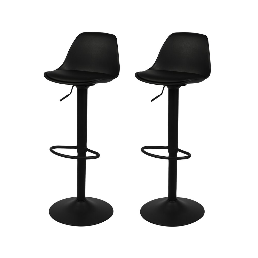 Lot de 2 chaises de bar 46x50x108 cm en PU noir photo 1