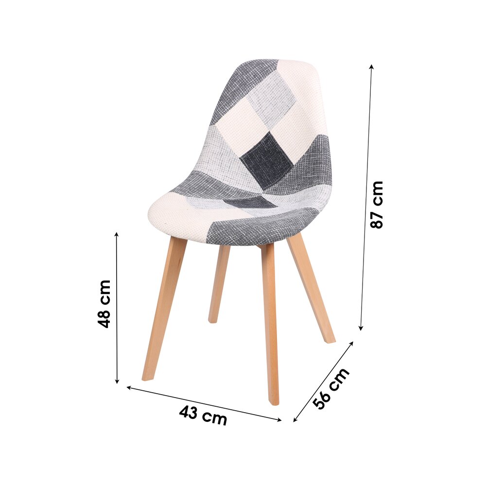 Lot de 2 chaises 56x43x87 cm en tissu patchwork gris photo 2