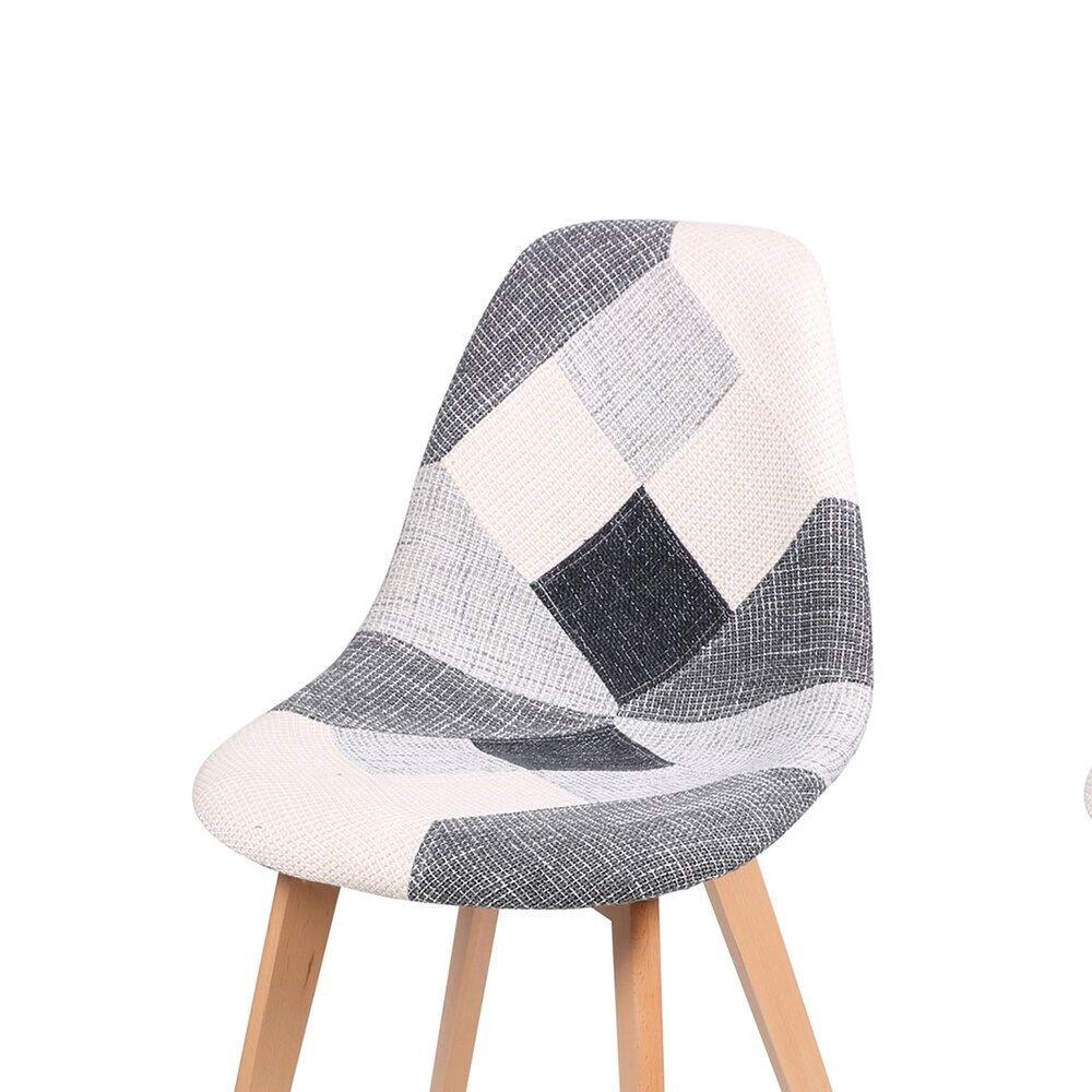 Lot de 2 chaises 56x43x87 cm en tissu patchwork gris photo 3