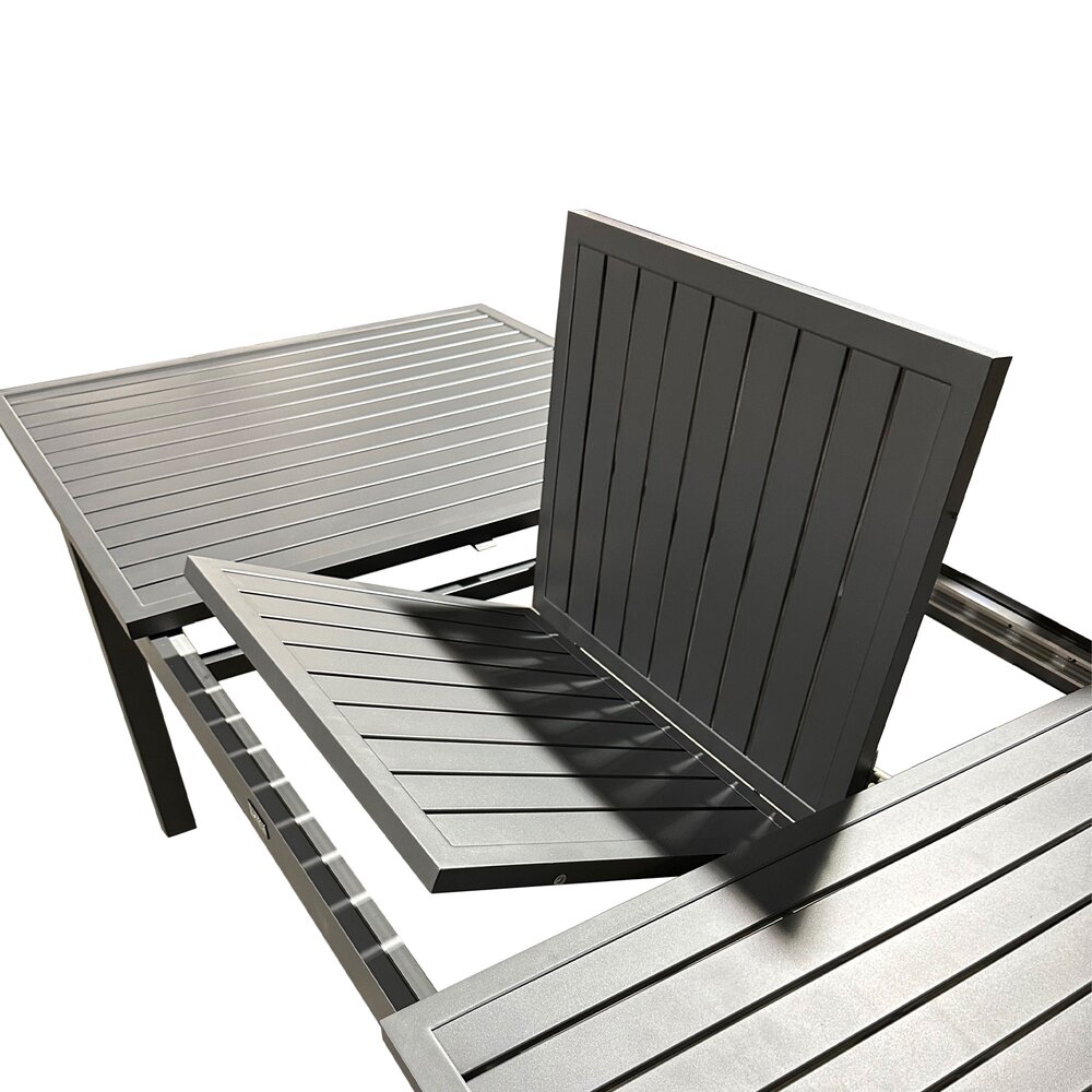 Ensemble table 180/240 cm + 6 chaises en aluminium gris photo 3