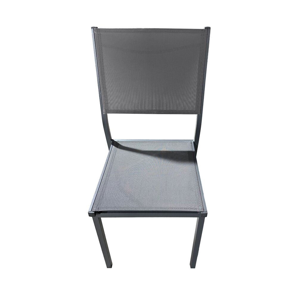 Ensemble table 180/240 cm + 6 chaises en aluminium gris photo 8