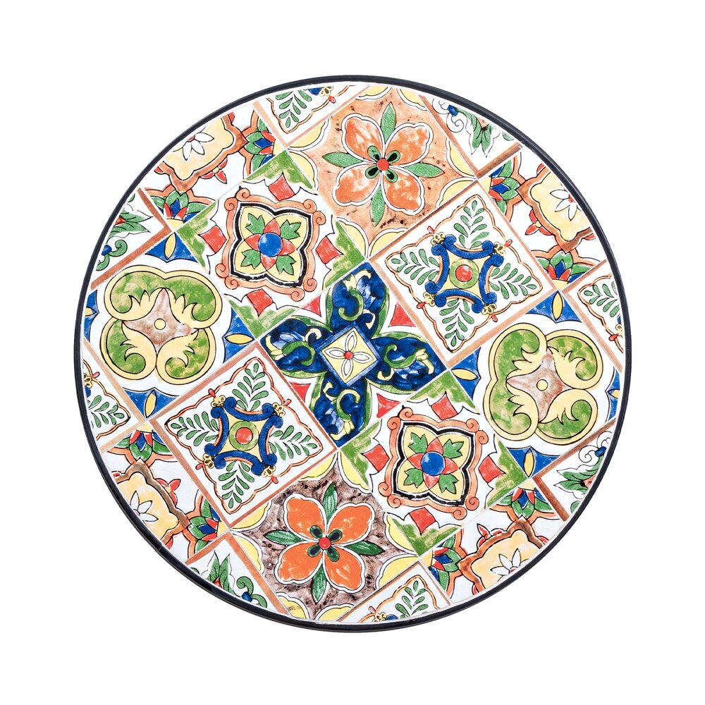 Table de jardin ronde 60x75 cm décor en céramique multicolore photo 3
