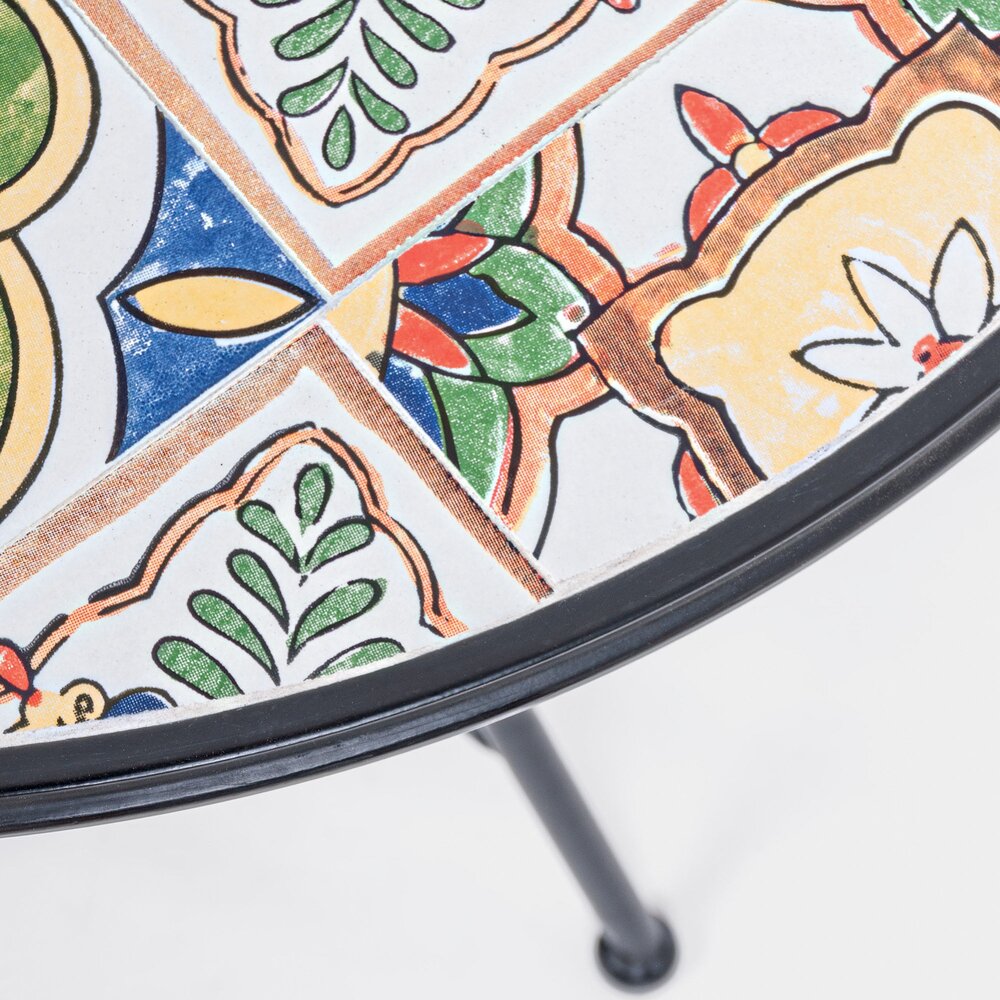 Table de jardin ronde 60x75 cm décor en céramique multicolore photo 4