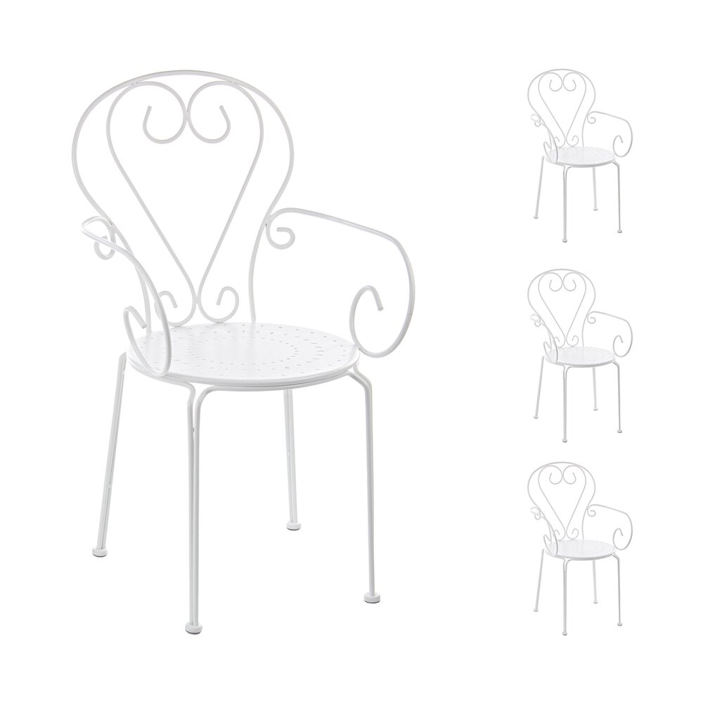 Lot de 4 chaises de jardin en acier blanc - LINTY photo 1