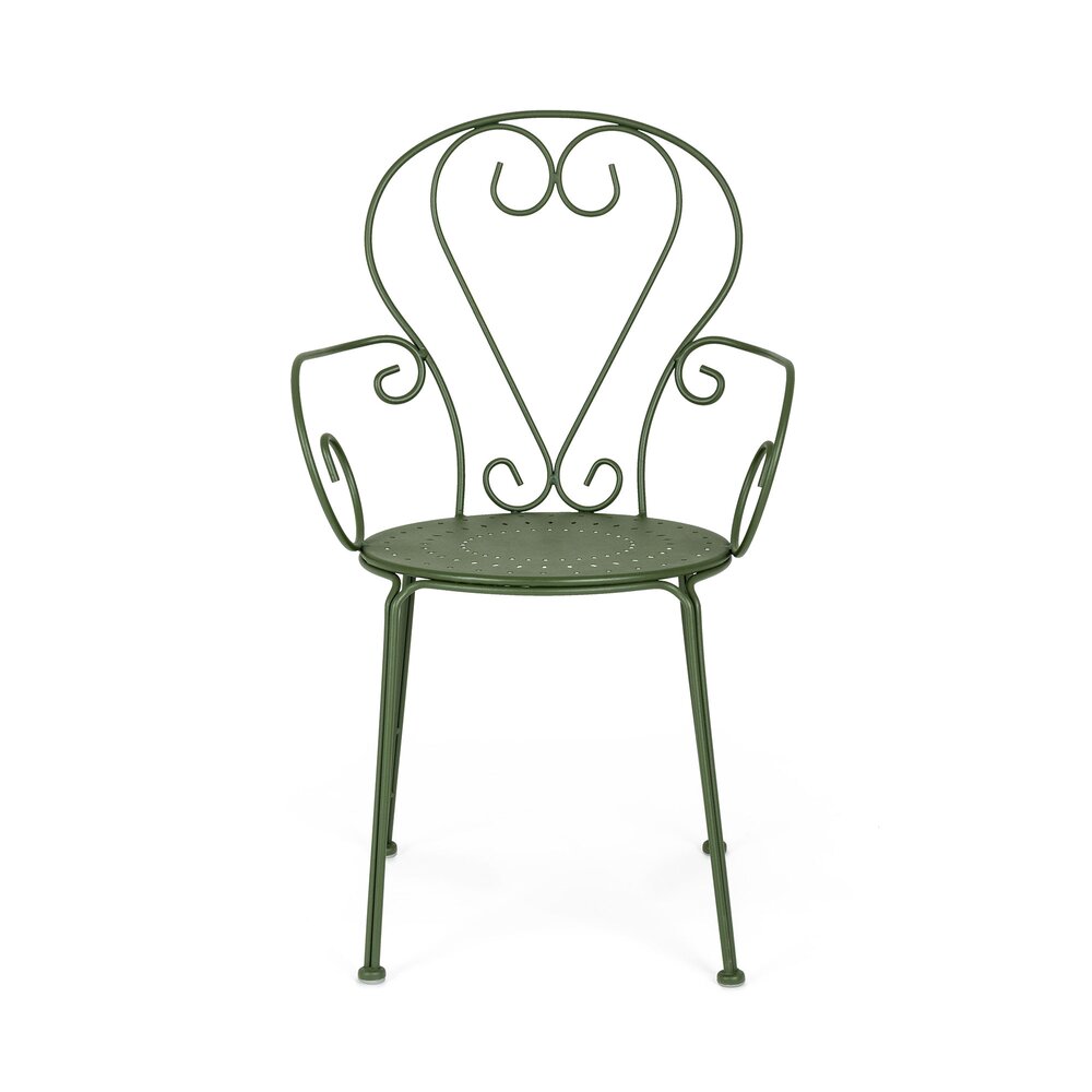 Lot de 4 chaises de jardin en acier vert olive - LINTY photo 2