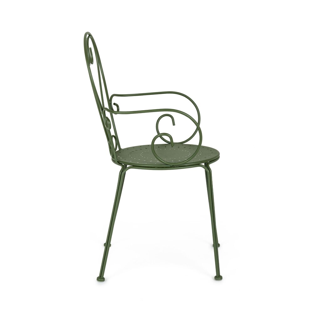Lot de 4 chaises de jardin en acier vert olive - LINTY photo 3