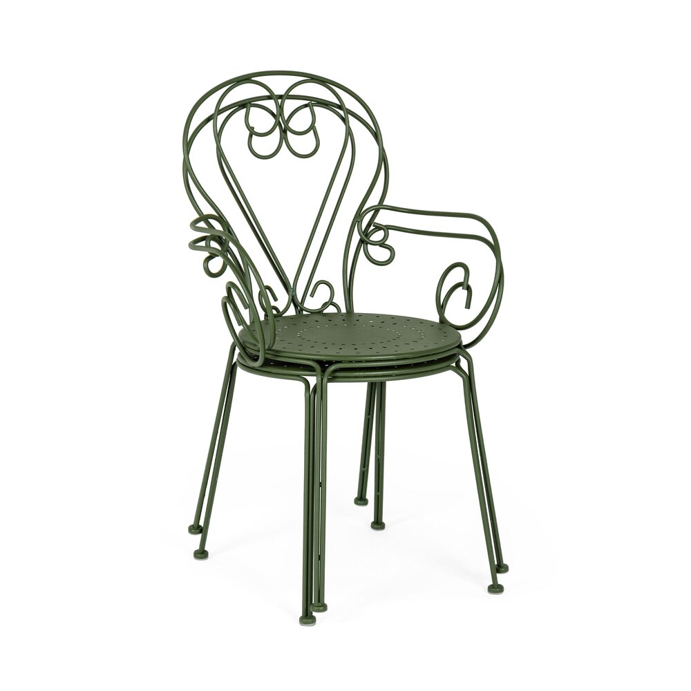 Lot de 4 chaises de jardin en acier vert olive - LINTY photo 5