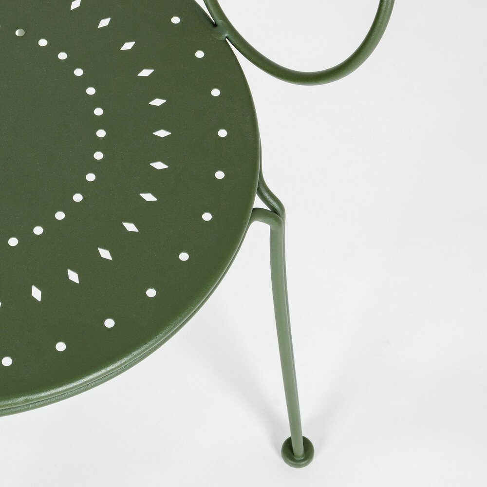 Lot de 4 chaises de jardin en acier vert olive - LINTY photo 7