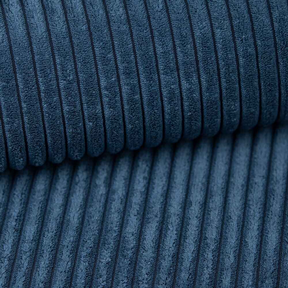 Canapé d'angle à gauche 294x140x88 cm en velours côtelé bleu foncé photo 6