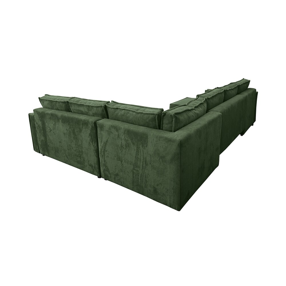 Canapé d'angle à droite 5 places en velours côtelé vert foncé photo 3