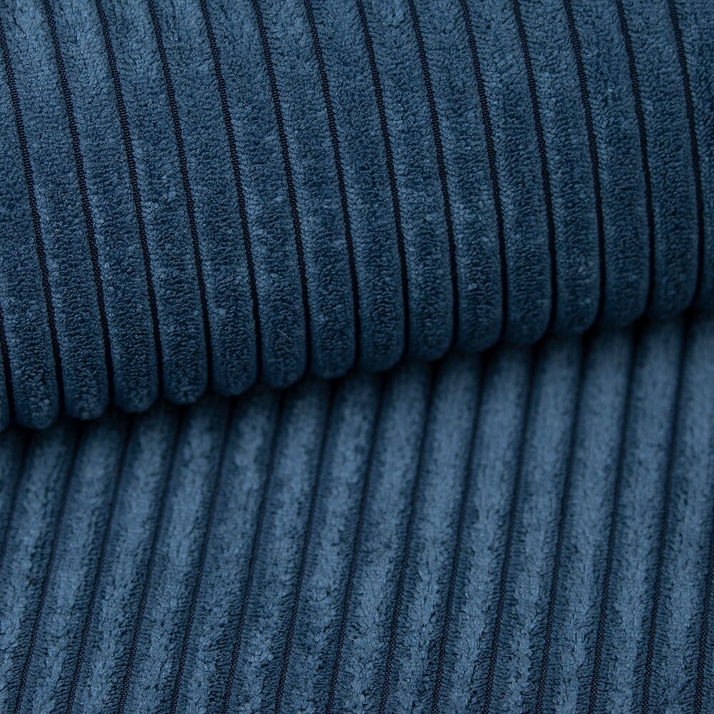 Canapé d'angle à gauche 5 places en velours côtelé bleu foncé photo 5