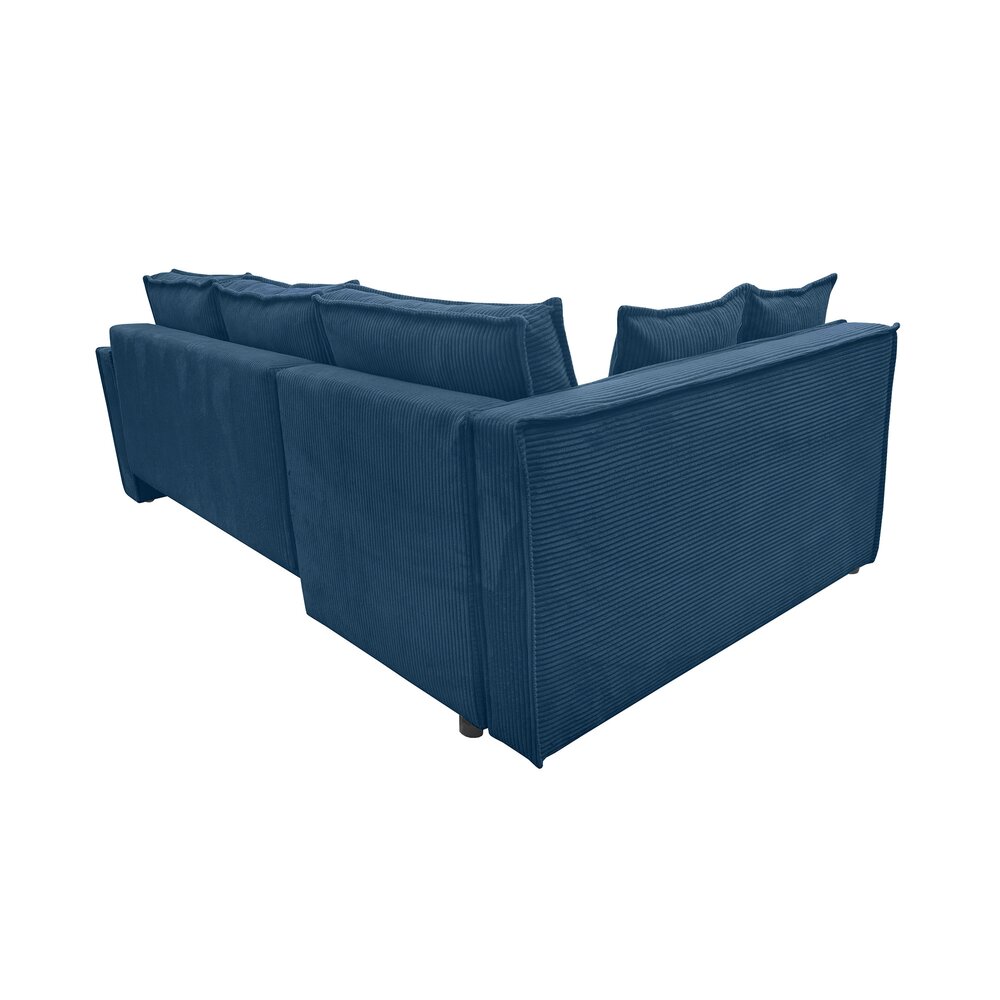 Canapé d'angle à gauche convertible 232 cm en velours côtelé bleu photo 5