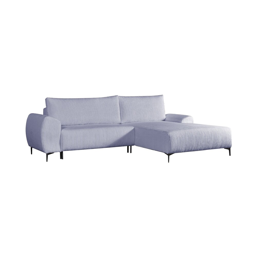 Canapé d'angle à droite en velours côtelé gris clair - LOPPA photo 2