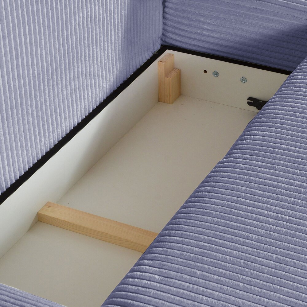 Canapé d'angle à droite en velours côtelé gris clair - LOPPA photo 5