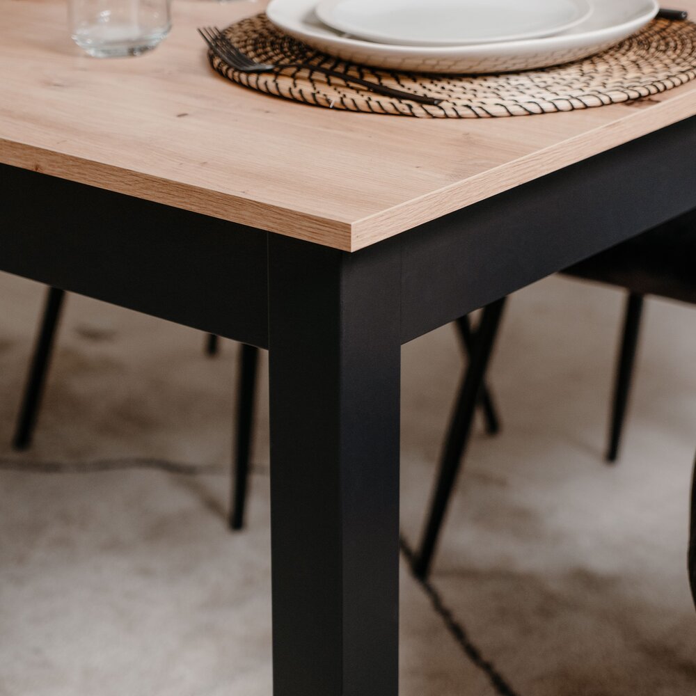 Table à manger extensible 140-180x80x76 cm noir et naturel - VOLUX photo 8