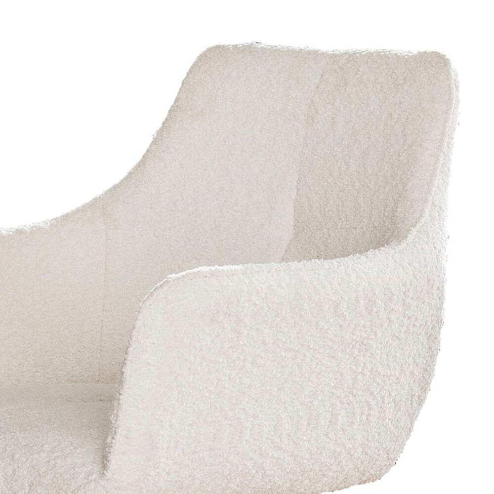 Lot de 2 fauteuils repas pivotants en tissu bouclette blanc photo 3