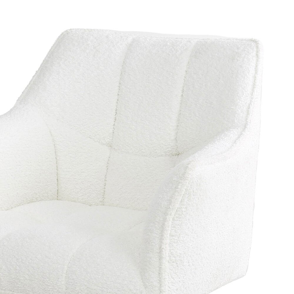 Lot de 2 fauteuils repas pivotants en tissu bouclette blanc photo 3