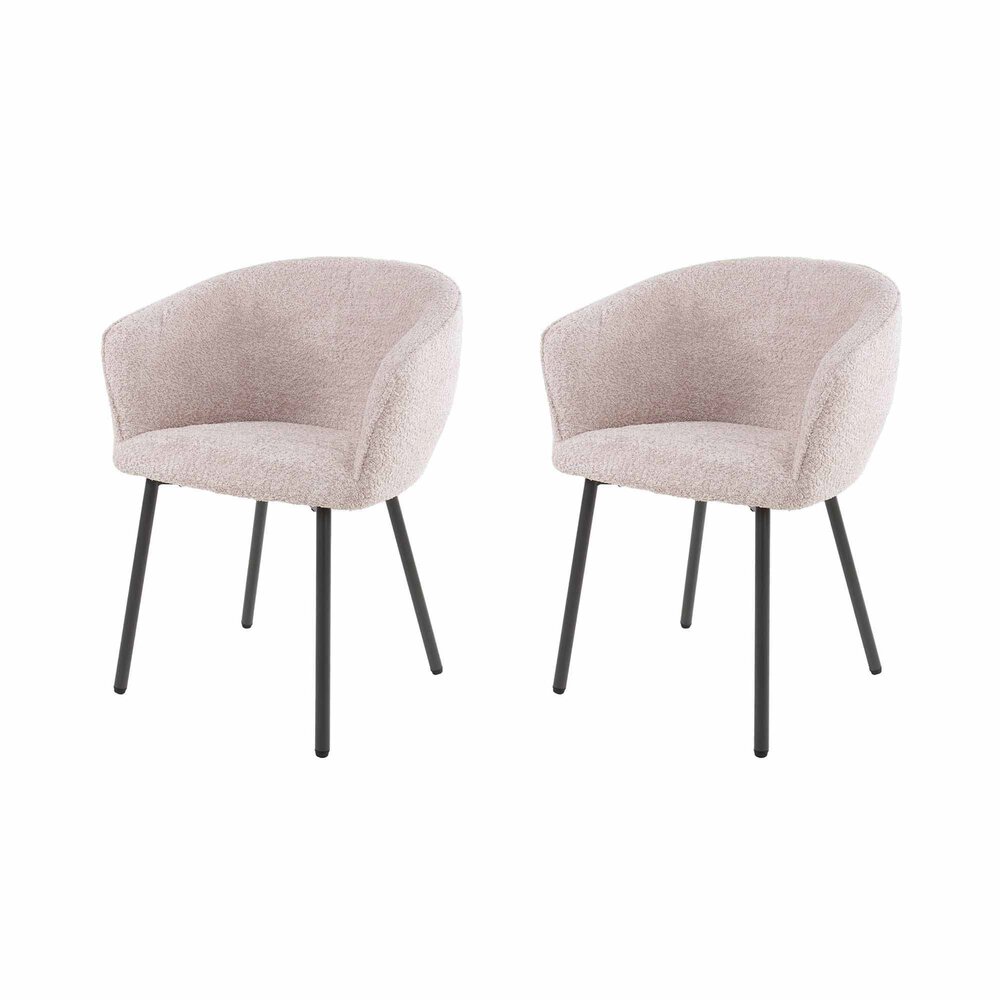 Lot de 2 fauteuils repas 62x56x81 cm en tissu bouclette rose - CAIPY photo 1