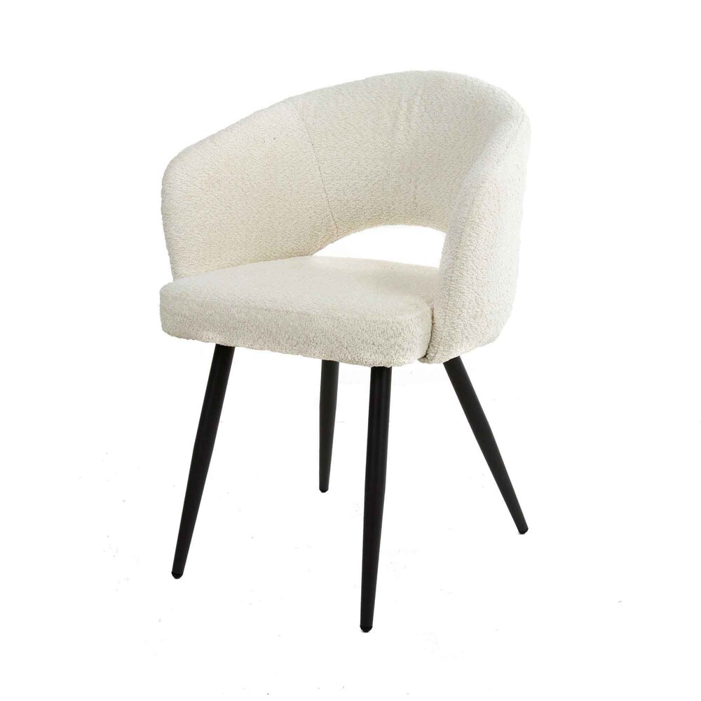 Table à manger 180 cm et 4 fauteuils en tissu bouclette blanc photo 4