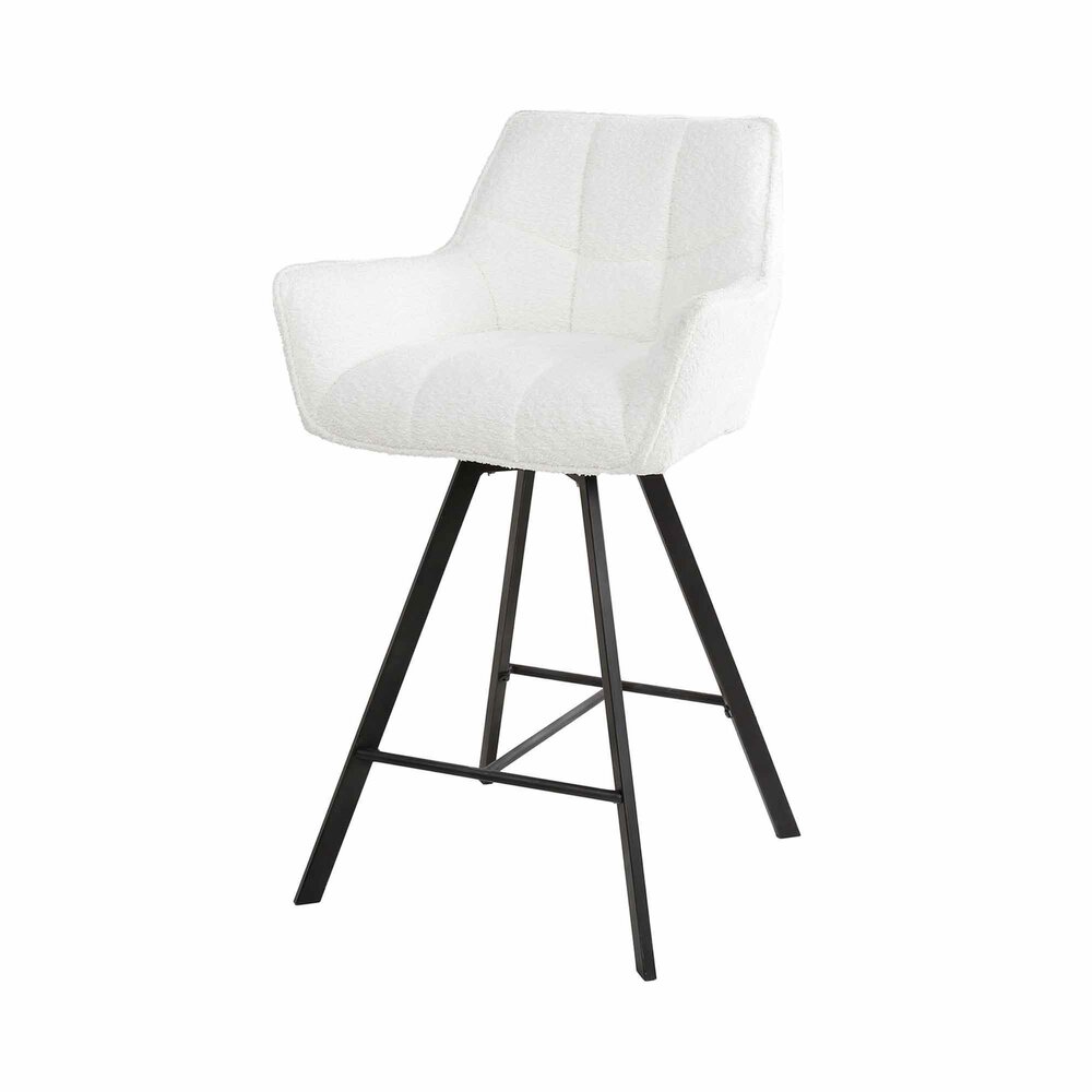 Table de bar 180x80 cm et 4 chaises de bar en tissu bouclette blanc photo 4