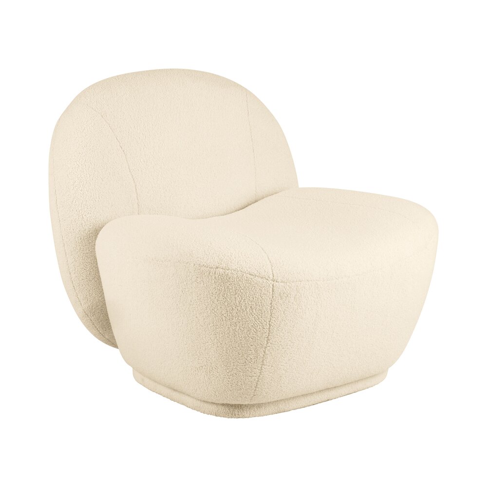 Petit fauteuil 81x88x74 cm en tissu bouclette crème photo 3