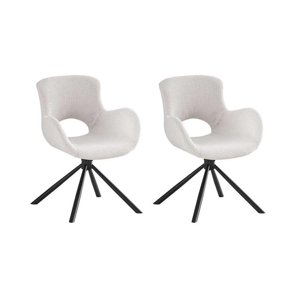 Lot de 2 chaises repas 58x59x82,5 cm en tissu bouclette blanc photo 1