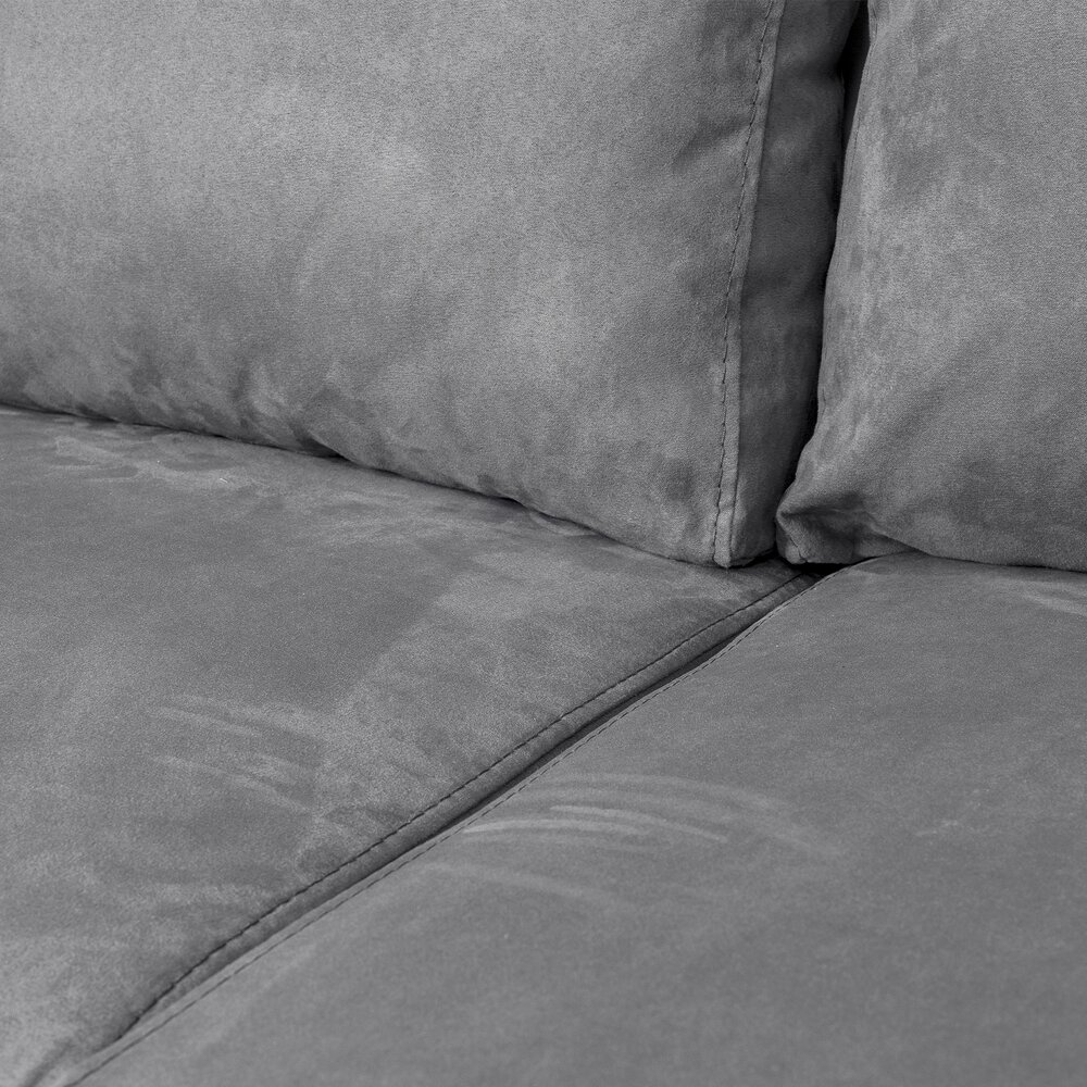 Canapé U convertible poufs à gauche tissu gris et PU blanc - MASSIMO photo 9