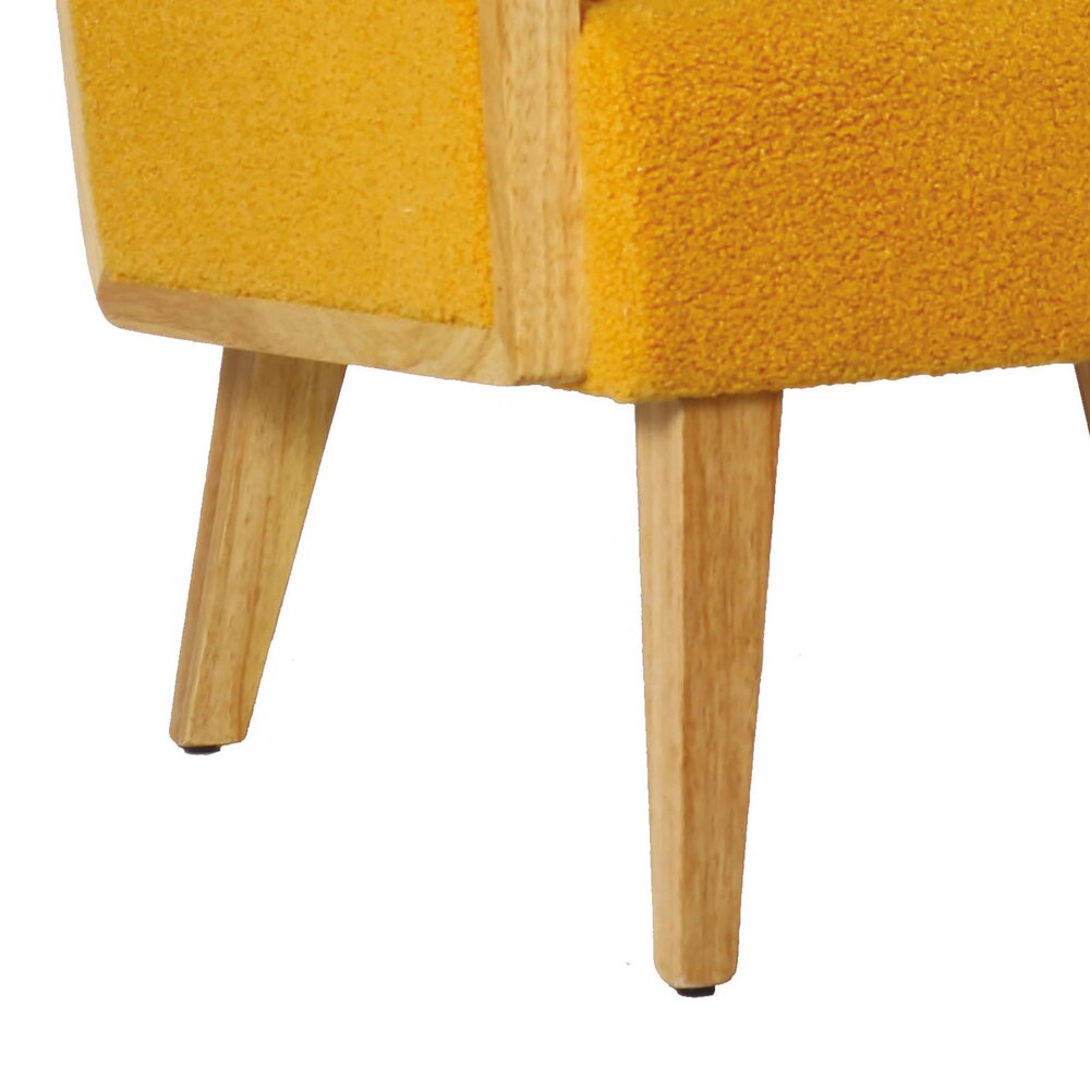 Fauteuil 65x73,5x81 cm en rotin et tissu bouclette jaune - SHERPA photo 3