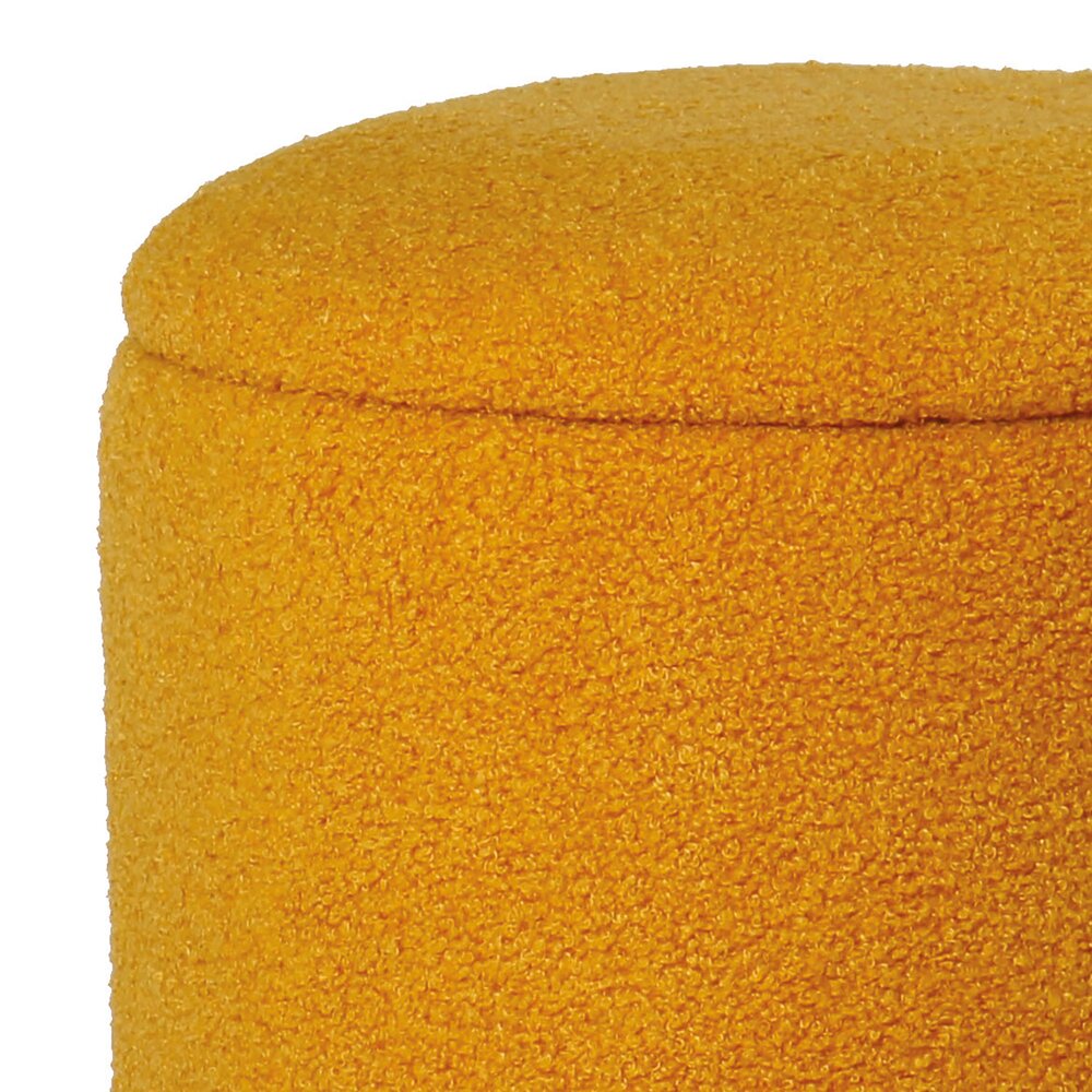 Pouf coffre rond 38x38x40 cm en tissu bouclette jaune - SHERPA photo 2