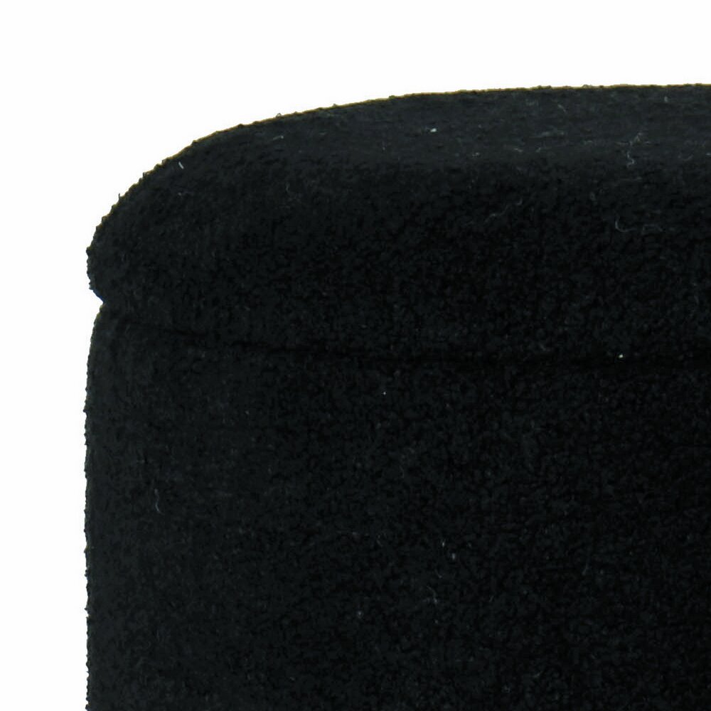 Pouf coffre rond 38x38x40 cm en tissu bouclette noir - SHERPA photo 2