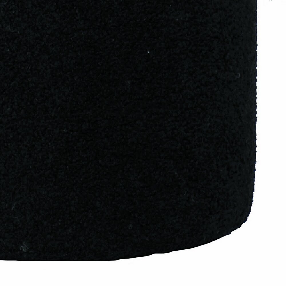 Pouf coffre rond 38x38x40 cm en tissu bouclette noir - SHERPA photo 3