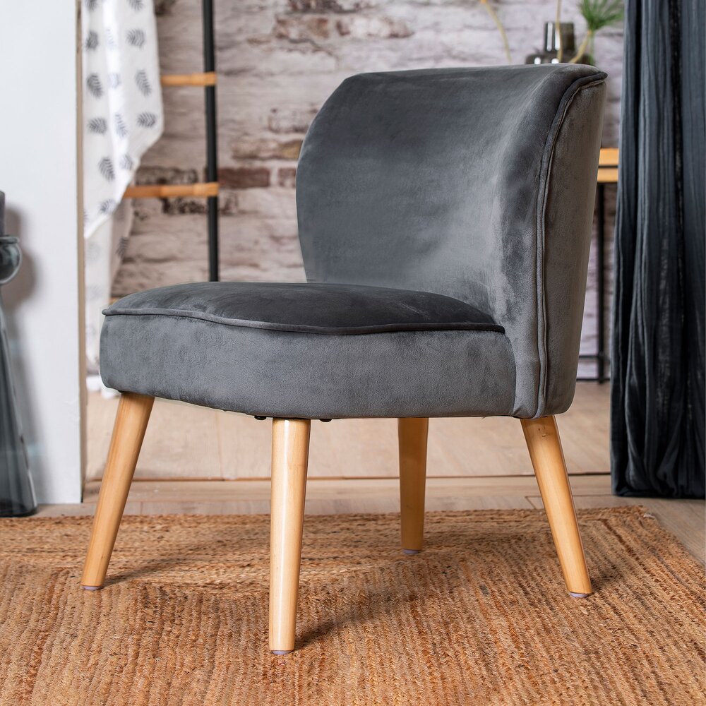 Fauteuil crapaud 51x57x63 cm en velours anthracite - TOADY photo 1