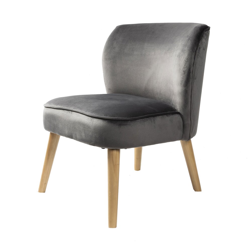 Fauteuil crapaud 51x57x63 cm en velours anthracite - TOADY photo 3