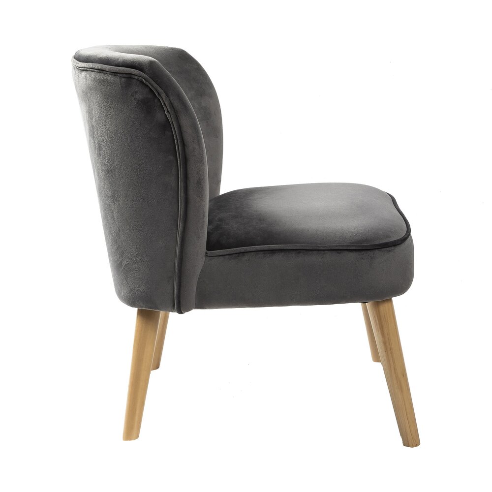 Fauteuil crapaud 51x57x63 cm en velours anthracite - TOADY photo 4