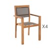 Meuble de jardin - Ensemble table 120 cm + 4 fauteuils en teck et textilène - GARDENA photo 3