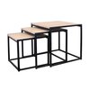Table basse - Lot de 3 tables gigognes carrées en bois et métal noir photo 2