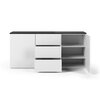 Buffet - vaisselier - Buffet 2 portes et 3 tiroirs blanc plateau marbre noir photo 3