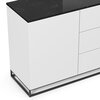 Buffet - vaisselier - Buffet 2 portes et 3 tiroirs blanc plateau marbre noir pieds noirs photo 4