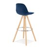 Tabouret de bar - Lot de 2 chaises de bar H75 cm en tissu bleu foncé - CIRCOS photo 3