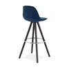 Tabouret de bar - Lot de 2 chaises de bar H75 cm tissu bleu foncé pieds noirs - CIRCOS photo 3