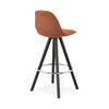 Tabouret de bar - Lot de 2 chaises de bar H65 cm tissu marron et pieds noirs - CIRCOS photo 3
