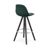 Tabouret de bar - Lot de 2 chaises de bar H65 cm tissu vert foncé pieds noirs - CIRCOS photo 3