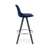 Tabouret de bar - Lot de 2 chaises de bar H65 cm tissu bleu foncé pieds noirs - CIRCOS photo 2
