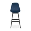 Tabouret de bar - Lot de 2 chaises de bar H76 cm en tissu bleu foncé pieds noirs - ELO photo 2