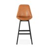Tabouret de bar - Lot de 2 chaises de bar H75 cm en PU marron pieds noirs - ELO photo 2