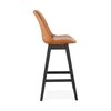 Tabouret de bar - Lot de 2 chaises de bar H75 cm en PU marron pieds noirs - ELO photo 3
