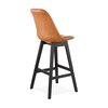 Tabouret de bar - Lot de 2 chaises de bar H75 cm en PU marron pieds noirs - ELO photo 4